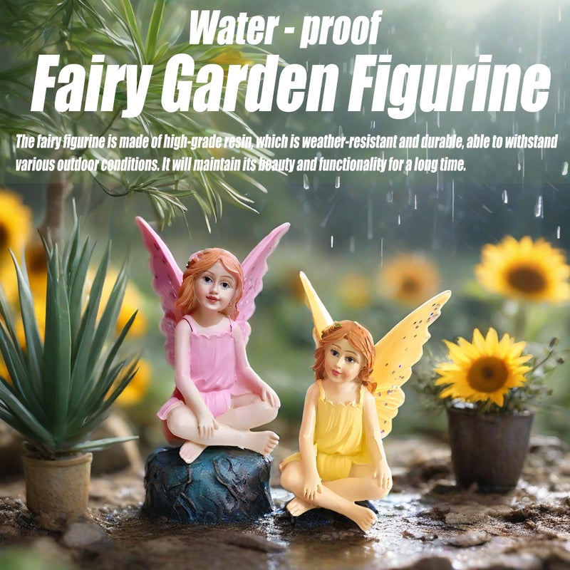 MUAMAX Fairy Garden Fairies Miniature Garden Fairies Figurines Outdoor Little Fairy Girls Small Fairies Ornaments Gardens Accessories Terrarium Moss Decor - Image 3